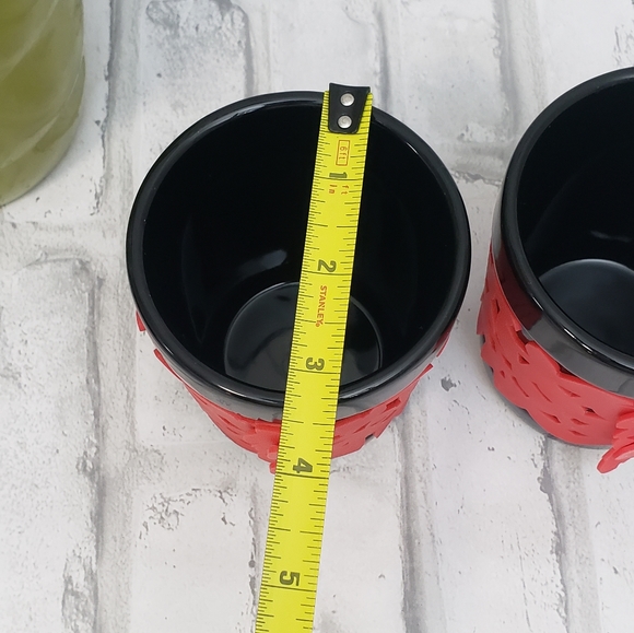 Set of 2 Black/Red Make My Day Ceramic Hot Beverage Cups with Silicone Sleeve - Picture 8 of 9
